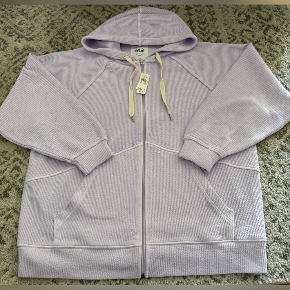 Aerie Light Purple Hooded Zip-Up Jacket